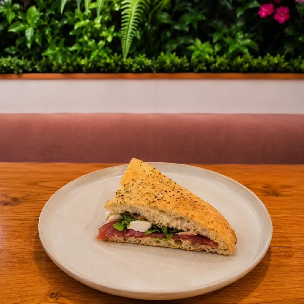 Pizza farcita con affettato veg, rucola e maionese
